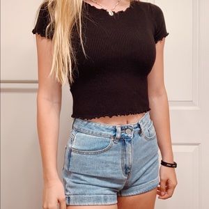 Brandy Melville black ruffle top